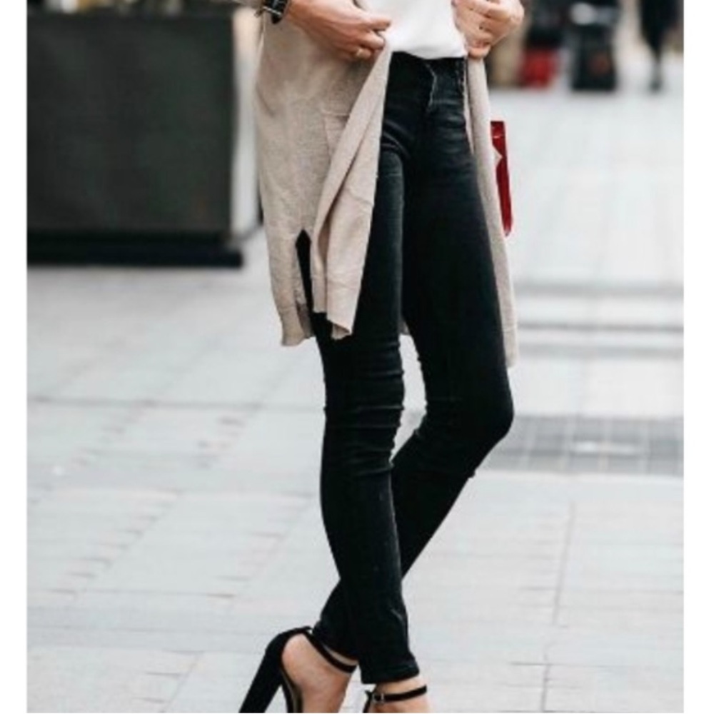 AG Adriano Goldschmied Anthropologie Black Velvet The Farrah Skinny Pant